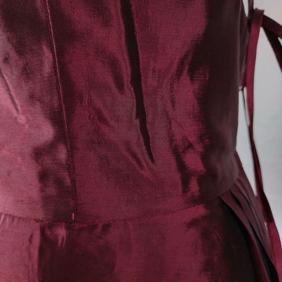 Vintage 90s Jim Hjelm Formal Dress Size 8 Red Taffeta Square Neck Maxi Watteau - Picture 8 of 10